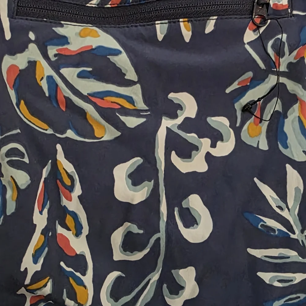 Kirkland Signature Men's L Blue Palm Leaf Tropical Print Swim Shorts NWOT